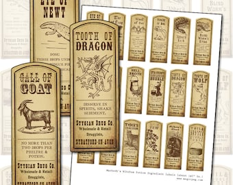 Macbeth Witch Potion Label Set: Antique Pharmacy Style (Digital Download)