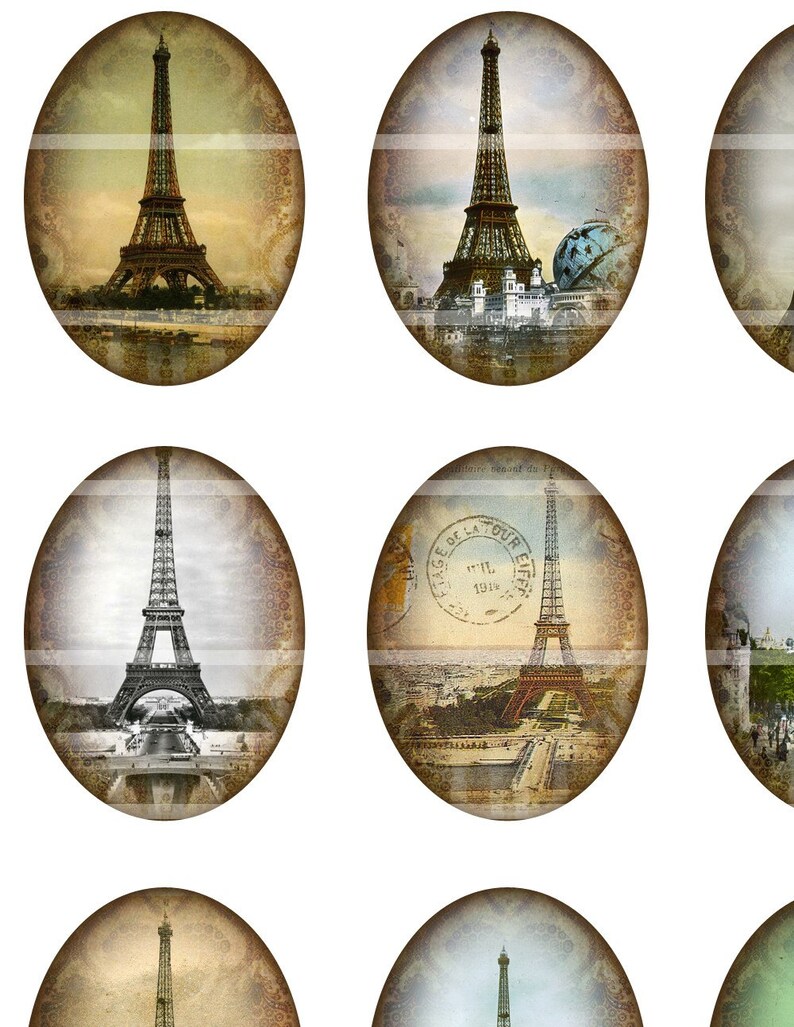 Eiffel Tower Digital Collage Sheet: Antique Paris Art (30x40mm ...