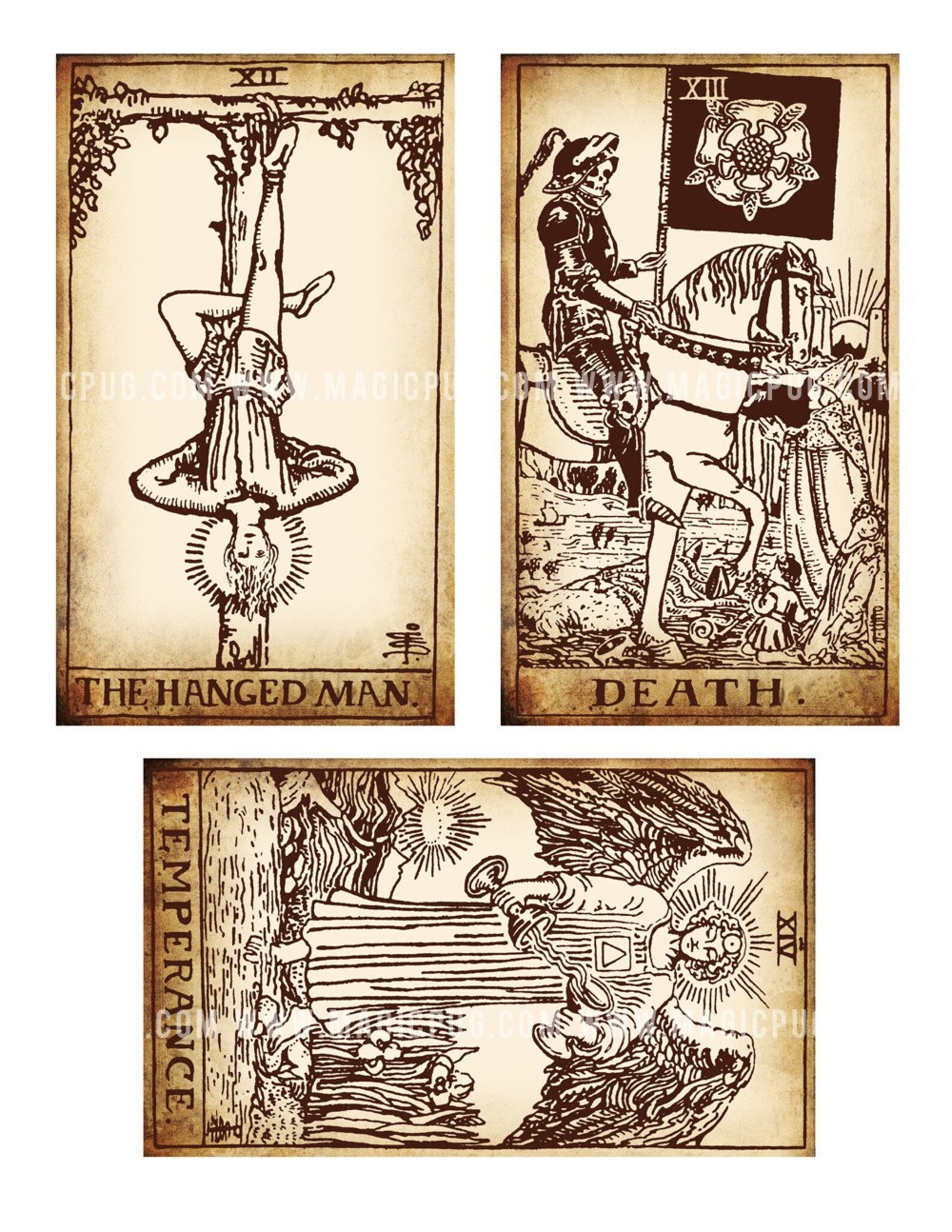 Antique Printable Tarot PDF Digital Collage Sheet Altered Art | Etsy Canada
