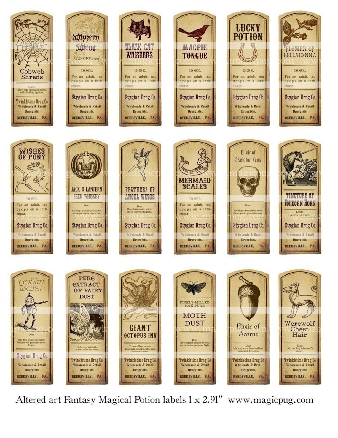 Fantasy Magic Potion Labels Digital Collage Sheet 18 Labels - Etsy