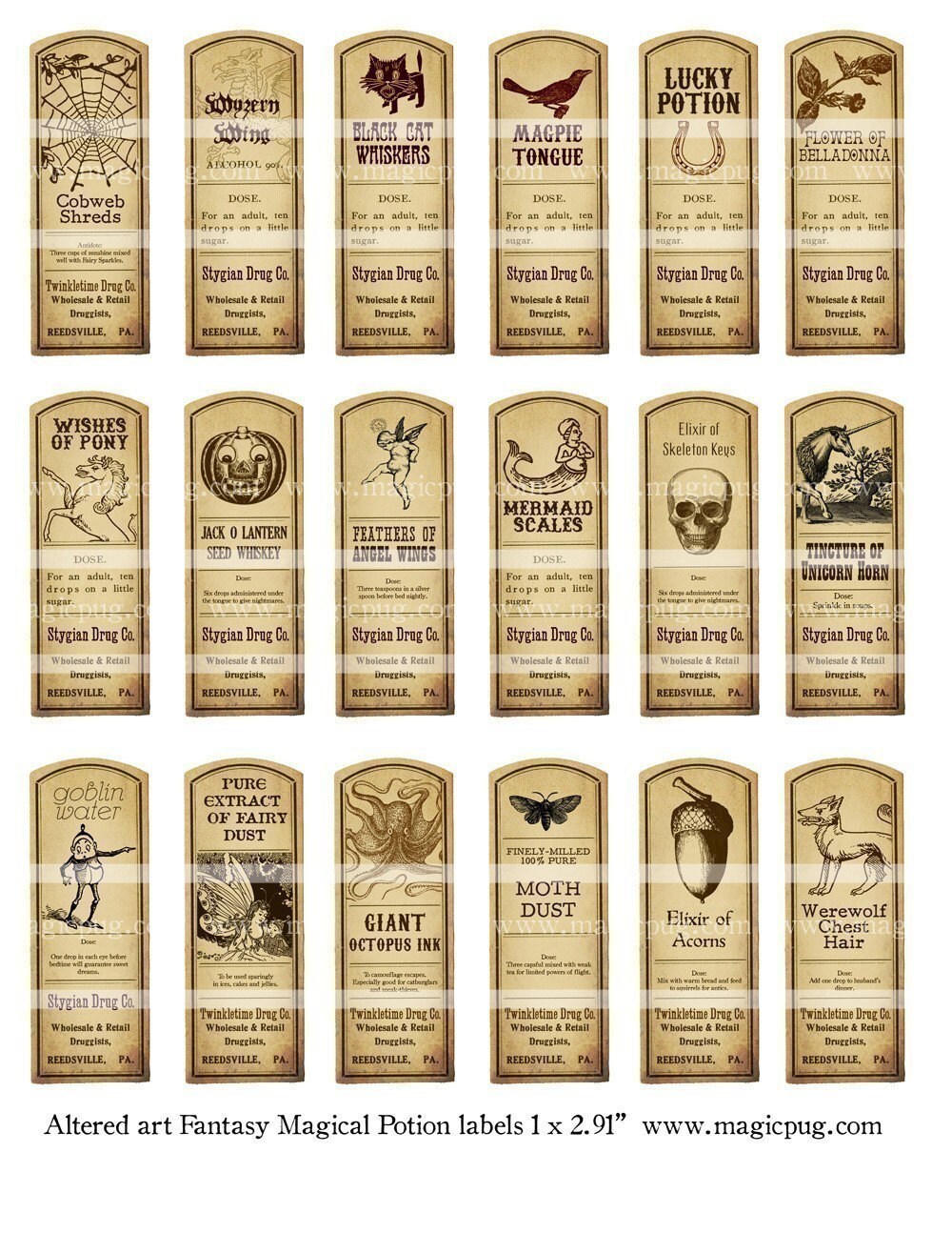 Fantasy Magic Potion Labels Digital Collage Sheet 18 Labels - Etsy