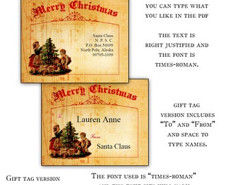 Merry Christmas Victorian Gift and Shipping Labels EDITABLE PDF digital printable set