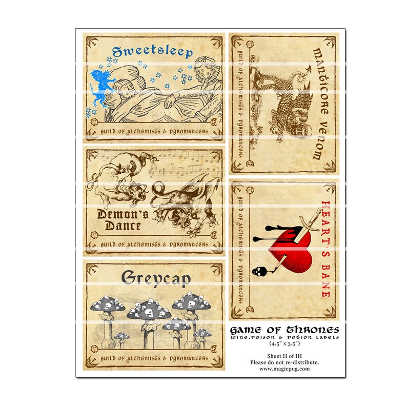 Instant Digital Download Prop Game of Thrones Wine Poison and Etsy