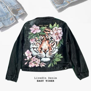 ONE-OF-A-KIND Hand-Painted Tiger Denim Jacket | Wearable Art | Upcycled Fashion