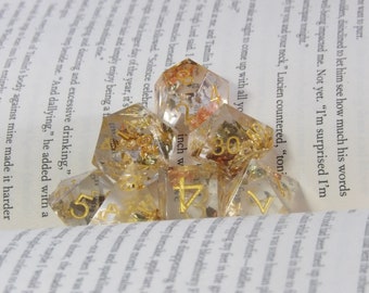 7pc dice set - handmade dice - dnd - TTRPG dice - Sharp edge dice - Shiny Dice - DND gifts - Polyhedral Dice - Large numbered die
