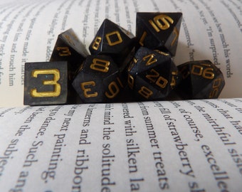 7pc dice set - handmade dice - dnd - TTRPG dice - Sharp edge dice - Shiny Dice - DND gifts - Polyhedral Dice - Large numbered die