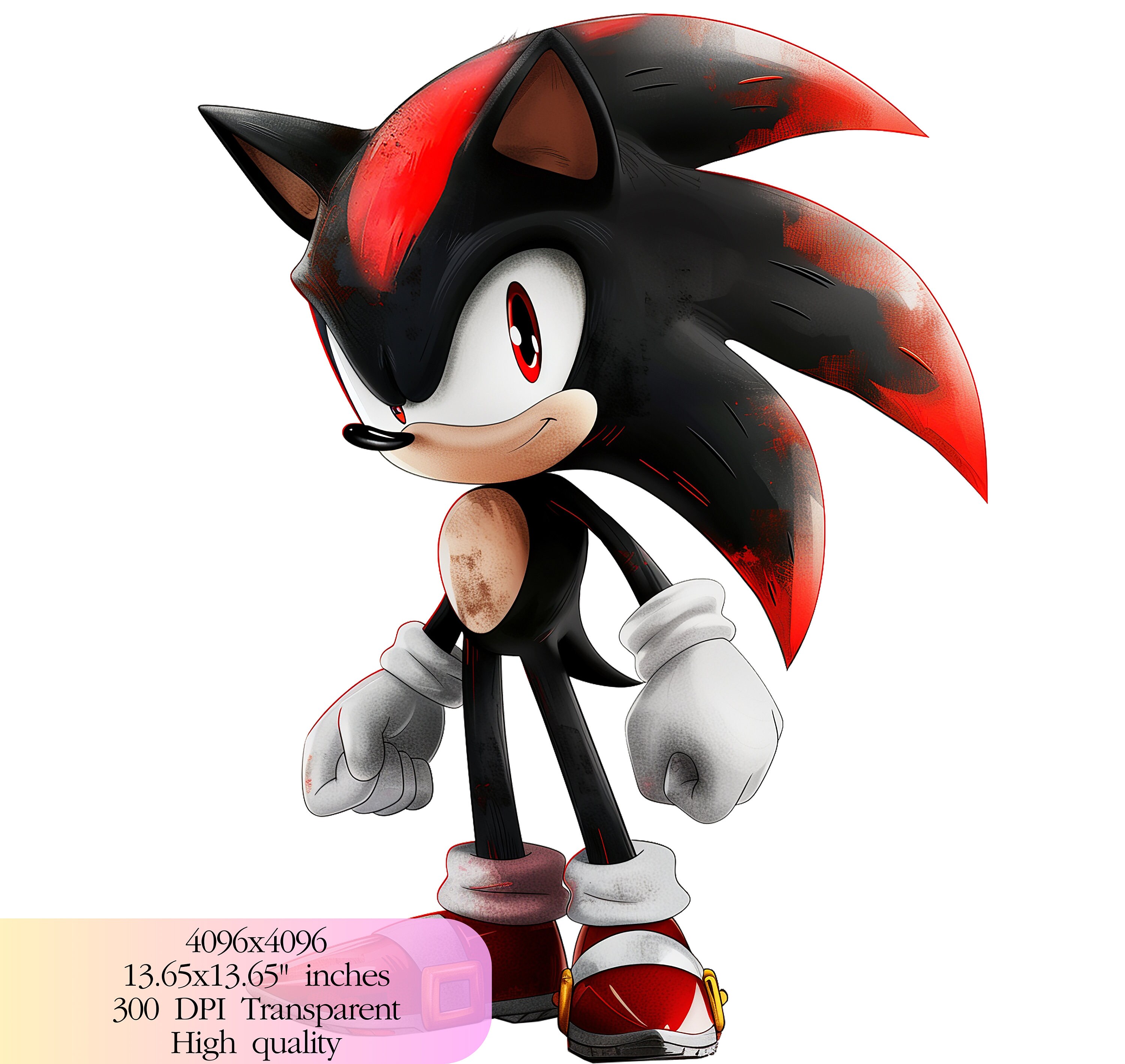 Sonic Shadow Birthday - 300 DPI, High-resolution, Transparent