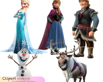 Frozen clipart, Frozen PNG, Elsa Png, Frozen Characters, Anna png, Olaf Png, Frozen Birthday, Instant download