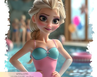 Frozen Pool Party clipart, Frozen PNG, Elsa Png, Frozen Characters, Summer Png, Frozen Birthday, Instant download