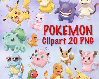 Watercolor Pokemon Go Characters Hand-drawn Watercolor PNG Clipart | 20 Characters | Cartoon Game Icons Pikachu Dragonite