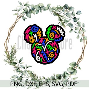 Mickey Mouse Head Svg, Mickey Mouse Svg, Png for Cricut, Silhouette, Cutting Plotter, Mouse Svg, Face, Digital Download, Happy Mickey