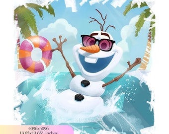 Frozen Olaf Pool Party clipart, Frozen PNG, Olaf Summer Png Characters, Instant download