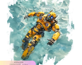 Hommel png pool party clipart, hommel, hommel, illustraties, transformatoren, superheld, robot png, zomer, gele robot