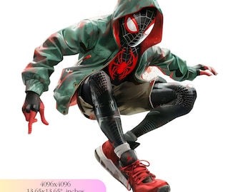 Miles Morales, spider man png, watercolor, graffiti, Boys shirt, sublimation