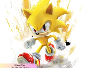 Sonic Super Gold Birthday  - 300 DPI, High-Resolution, Transparent Background, Digital Download
