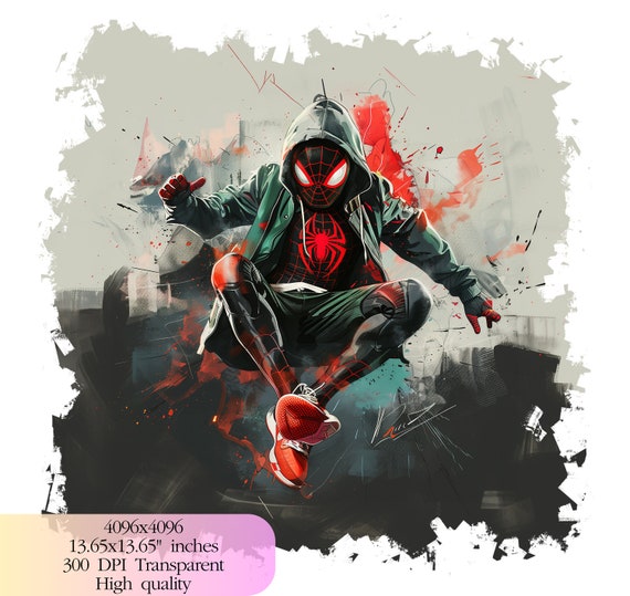 Miles Morales, spider man png, watercolor, graffiti, Boys shirt, sublimation