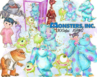 Archivo digital PNG de Monsters University, diseño de sublimación, descarga digital instantánea PNG, adorno para tarta de camiseta de Monsters, Mike Sully