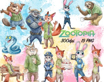Zootopia png clipartbundel, Zootopia png cartoonsublimatie clipartcollectie, Zootropolis Zoomania Zootopia2 png Clip Arts Pack-bundel