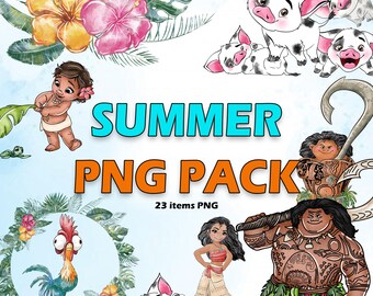 Moana Clipart Bundle, Moana, Polynesian Princess, Maui, HeiHei, Pua, Cute Hawaiian Clipart, Moana Birthday, Princess Clipart, Nursery Art