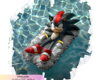 Sonic Pool Party Birthday  - 300 DPI, High-Resolution, Transparent Background, Digital Download