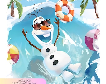 Frozen Olaf Pool Party clipart, Frozen PNG, Olaf Summer Png Characters, Instant download