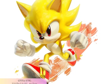 Sonic Super Gold Birthday  - 300 DPI, High-Resolution, Transparent Background, Digital Download