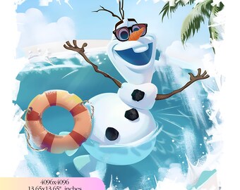 Frozen Olaf Pool Party clipart, Frozen PNG, Olaf Summer Png Characters, Instant download