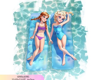 Frozen Anna and Elsa Pool Party clipart, Frozen PNG, Elsa Png, Frozen Characters, Summer Png, Frozen Birthday, Instant download