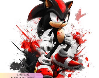 Sonic Shadow Birthday  - 300 DPI, High-Resolution, Transparent Background, Digital Download