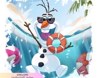 Frozen Olaf Pool Party clipart, Frozen PNG, Olaf Summer Png Characters, Instant download