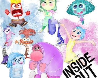 Inside Out 2 watercolor Clipart png, Inside Out 2 Download, Inside Out 2PNG bundle, Anger Joy Sadness Embarrassment Anxiety, Envy, Ennui png