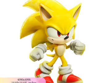 Sonic Super Gold Birthday  - 300 DPI, High-Resolution, Transparent Background, Digital Download