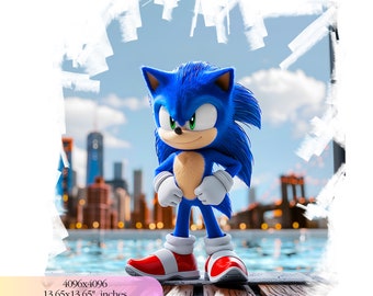 Sonic Pool Party Birthday  - 300 DPI, High-Resolution, Transparent Background, Digital Download