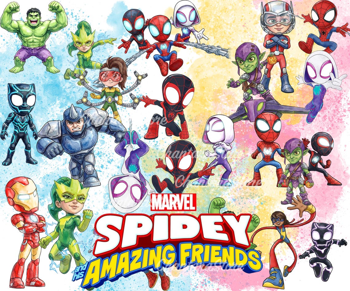 Spidey Clipart Bundle, Spidey and His Amazing Friends PNG, Spidey