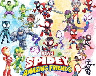 Spidey Clipart Bundle, Spidey und seine erstaunlichen Freunde PNG, Spidey Aquarell, Superheld PNG, Spiderman Png, Spin