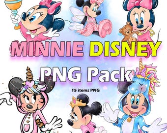 Clipart baby Minnie Mouse, Minnie Mouse png, verjaardag Minnie, aquarel clipartset Minnie, schattige cartoon, babyshower