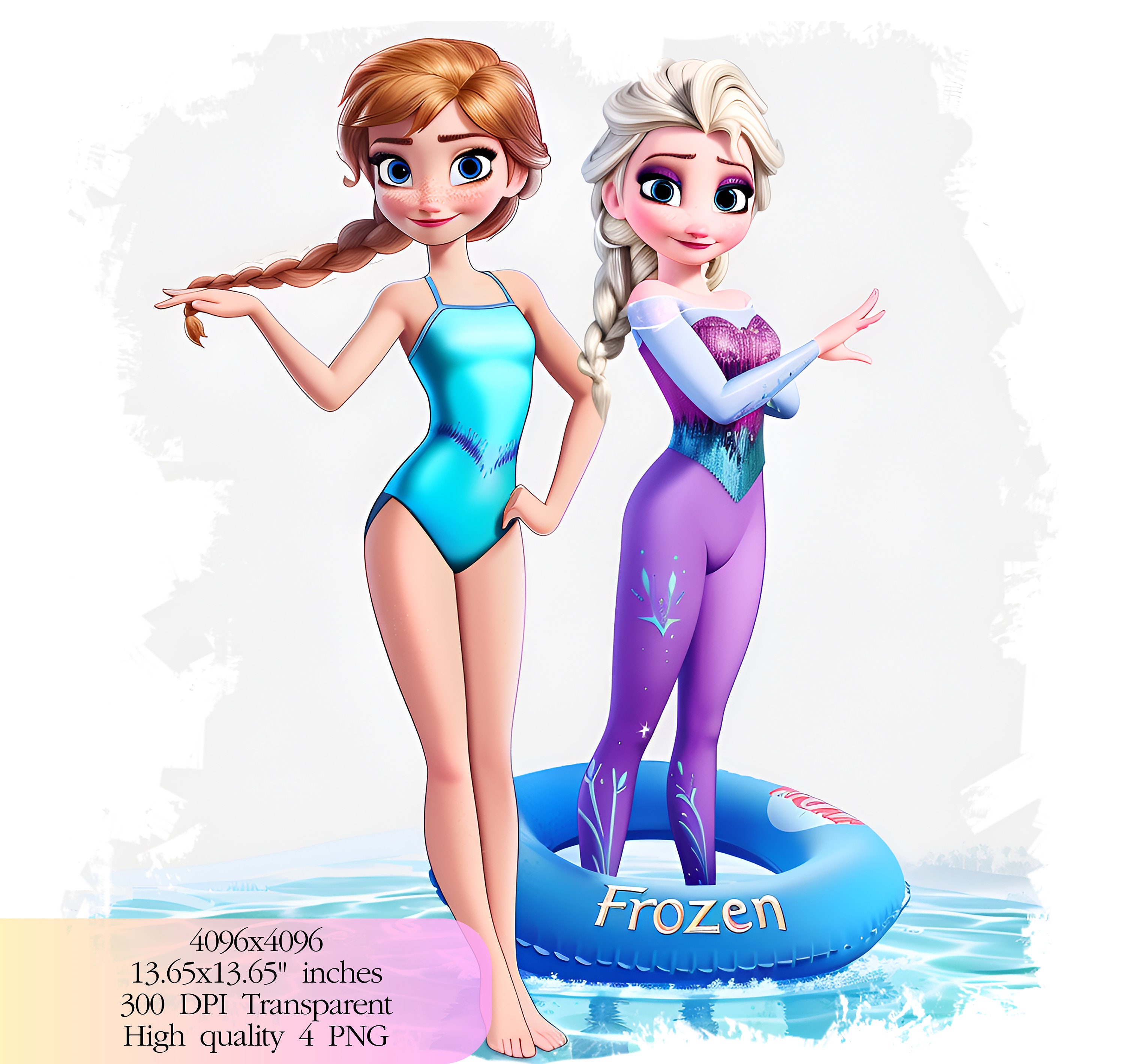 Frozen Anna and Elsa Pool Party Clipart, Frozen PNG, Elsa Png, Frozen ...