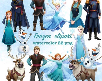 Frozen clipart, Frozen PNG, Elsa Png, Frozen Characters, Anna png, Olaf Png, Frozen Birthday, Instant download