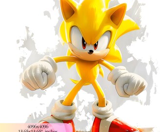 Sonic Super Gold Birthday  - 300 DPI, High-Resolution, Transparent Background, Digital Download