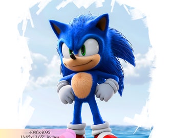 Sonic Pool Party Birthday  - 300 DPI, High-Resolution, Transparent Background, Digital Download