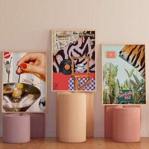 Maximalist Digitaldruck Bundle, Funky Wandkunst, trendiges Poster, Dopamin Dekor ästhetischer Druck für die Wohnung, Collage Wanddruck