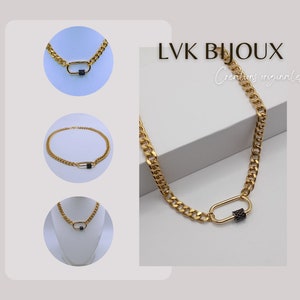 Curb chain choker necklace, padlock necklace, stainless steel