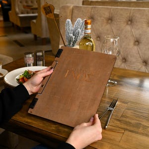 Okładka menu restauracji z logo, Okładka menu, Uchwyty menu, Rustykalne menu, Menu drinków barowych, Książka menu, Niestandardowa okładka menu, Menu listy win