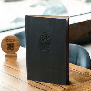 Porte-menus à couverture rigide en cuir avec logo en relief, couvre-menus avec personnalisation, livre de menus, porte-menus personnalisés pour la carte des vins