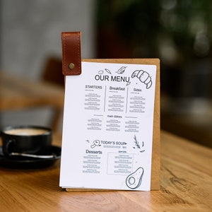 Capa de Cardápio, Suporte para Cardápio de Restaurante, Suporte para Cardápio de Cafeteria, Pasta para Prancheta com Logotipo, Capa de Cardápio Personalizável
