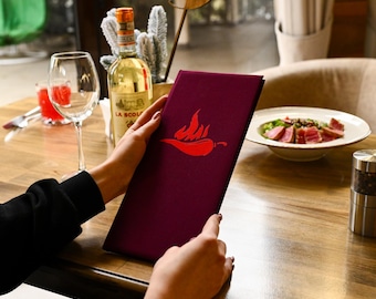 Personalisierte Stoff-Weinkarte-Abdeckung: Restaurant Menühalter mit Logo