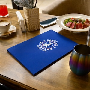 Carpeta de menú de tela para hojas A4 y A5, carpeta de menú de restaurante, cubierta de menú personalizada con logotipo, soporte de menú personalizable