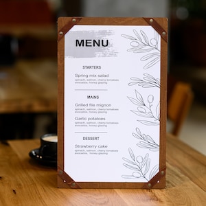 Quadro de cardápio personalizado, suporte para cardápio com gravação de logotipo, capa para cardápio com suportes de canto, prancheta para cardápio de bebidas de bar, capa para cardápio elegante