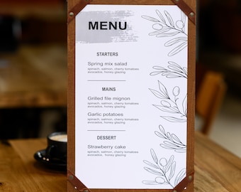 Personalized Plywood Menu Board, Logo Engraving, for A4 A5 Legal Sheets