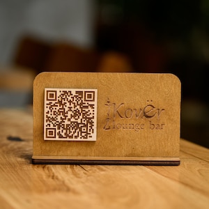 Scan to Pay Stand, Scannable QR Menu, QR Code Sign, Payment Menu Display, Wood Menu Stand, WiFi QR Code Social Sign